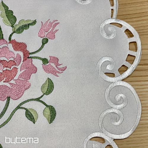 Tovaglia e sciarpa ricamate ROSE
