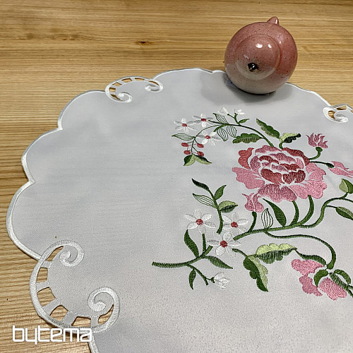 Tovaglia e sciarpa ricamate ROSE