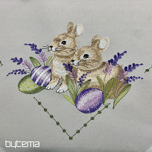 Tovaglia ricamata CONIGLIETTO PASQUALE con lavanda