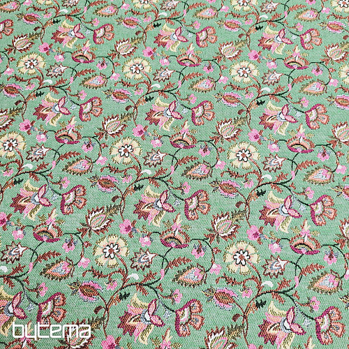 Tessuto arazzo MALVARROSA VERDE