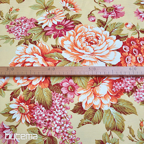 Tessuto decorativo DOMINA GIALLO GRANDE FIORE