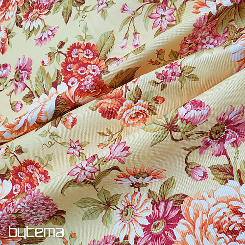 Tessuto decorativo DOMINA GIALLO GRANDE FIORE