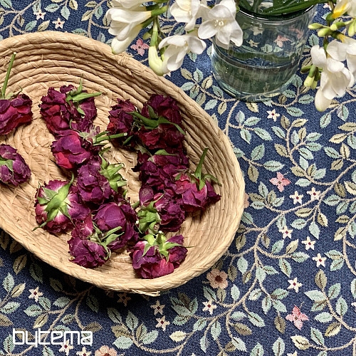 Tovaglia e sciarpa in arazzo ALBERO DELLA FELICITÀ all-over BLU