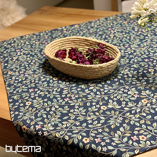 Tovaglia e sciarpa in arazzo ALBERO DELLA FELICITÀ all-over BLU