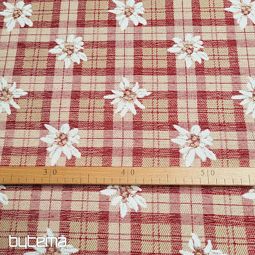 Tessuto decorativo lussuoso FIORI E DIAMANTI rosso