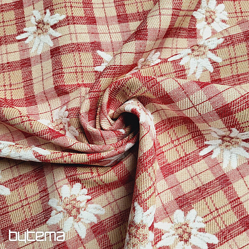 Tessuto decorativo lussuoso FIORI E DIAMANTI rosso