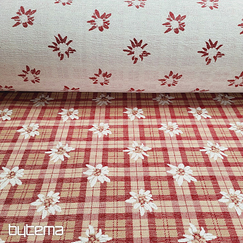 Tessuto decorativo lussuoso FIORI E DIAMANTI rosso