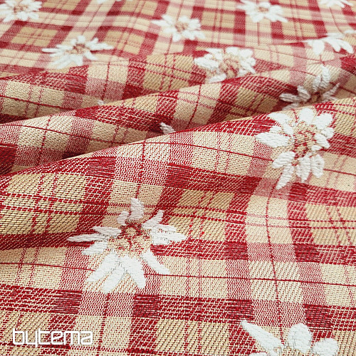 Tessuto decorativo lussuoso FIORI E DIAMANTI rosso