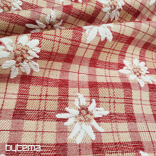 Tessuto decorativo lussuoso FIORI E DIAMANTI rosso
