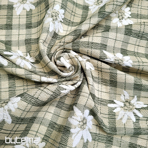 Tessuto decorativo lussuoso FIORI E DIAMANTI verde