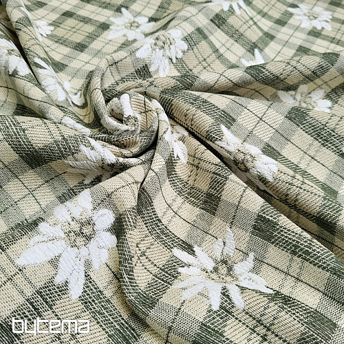 Tessuto decorativo lussuoso FIORI E DIAMANTI verde