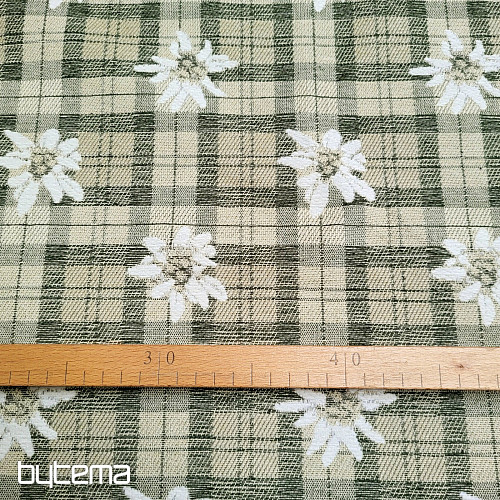Tessuto decorativo lussuoso FIORI E DIAMANTI verde