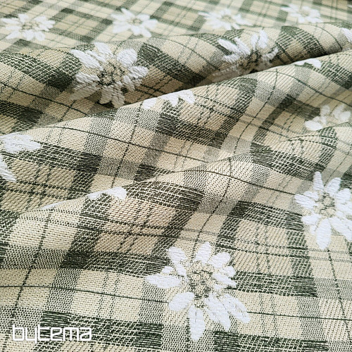 Tessuto decorativo lussuoso FIORI E DIAMANTI verde