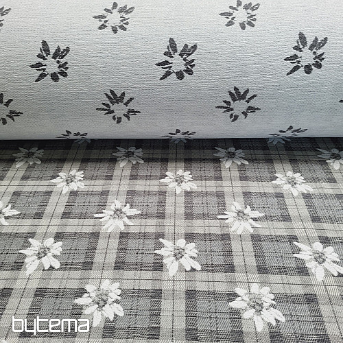 Tessuto decorativo lussuoso FIORI E QUADRETTI grigio