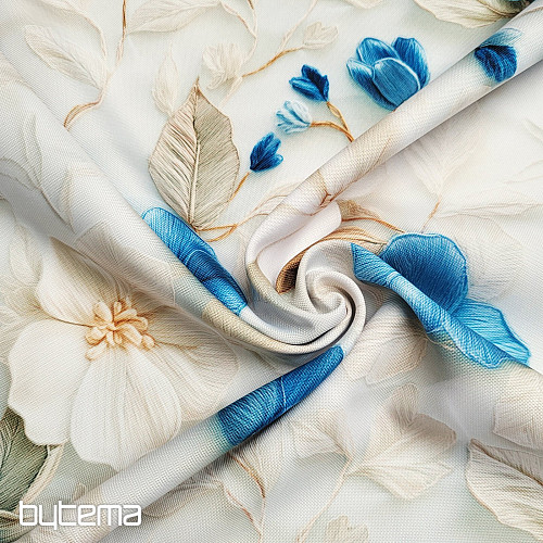 Tessuto decorativo GARDEN blu e bianco