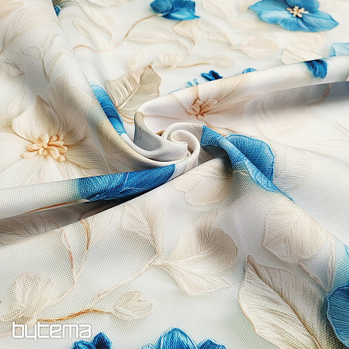 Tessuto decorativo GARDEN blu e bianco