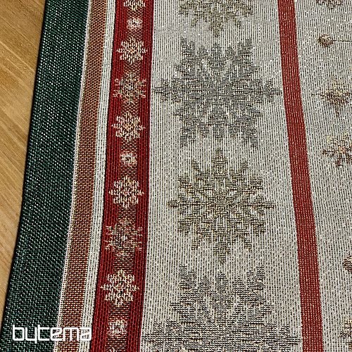 Tovaglia e sciarpa in arazzo con CANDELE FIAMMIFERE e finiture verdi