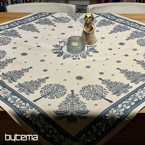 Tovaglia e sciarpa in arazzo FOLK CHRISTMAS blu