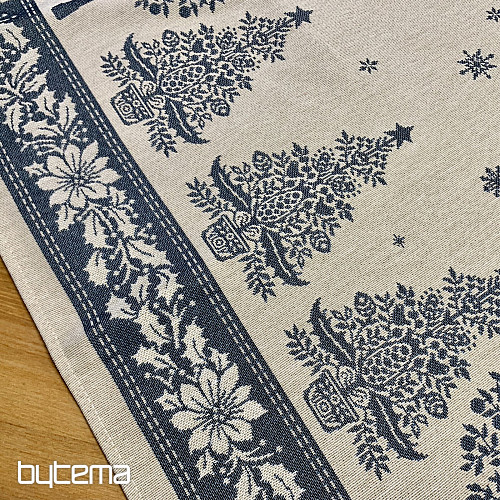 Tovaglia e sciarpa in arazzo FOLK CHRISTMAS blu