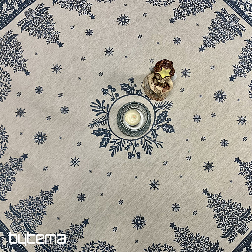 Tovaglia e sciarpa in arazzo FOLK CHRISTMAS blu