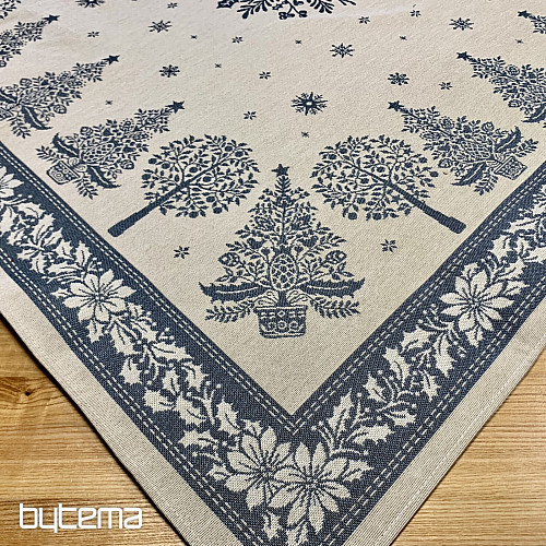 Tovaglia e sciarpa in arazzo FOLK CHRISTMAS blu