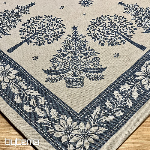 Tovaglia e sciarpa in arazzo FOLK CHRISTMAS blu