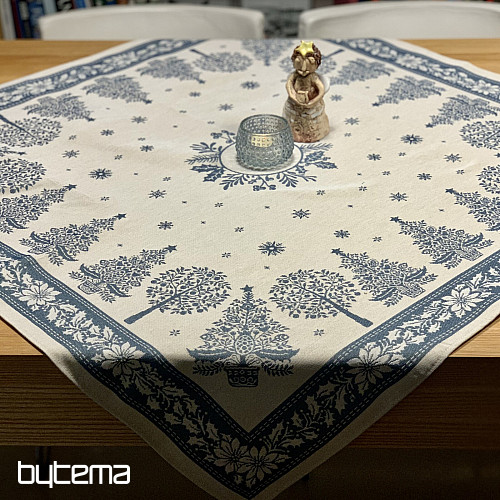 Tovaglia e sciarpa in arazzo FOLK CHRISTMAS blu