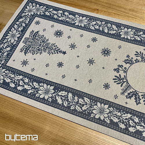 Tovaglia e sciarpa in arazzo FOLK CHRISTMAS blu