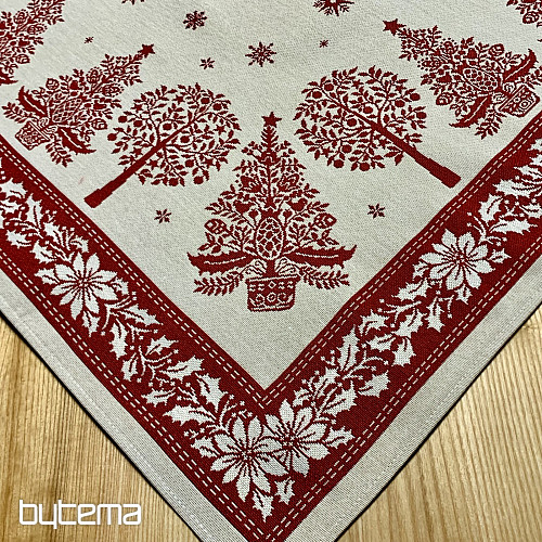 Tovaglia e sciarpa in arazzo FOLK CHRISTMAS rosso