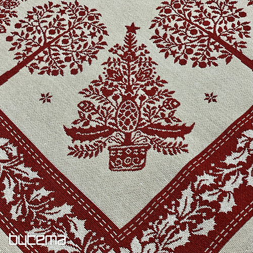 Tovaglia e sciarpa in arazzo FOLK CHRISTMAS rosso
