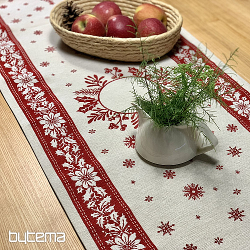 Tovaglia e sciarpa in arazzo FOLK CHRISTMAS rosso