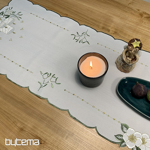 Tovaglia ricamata CANDELE BIANCHE