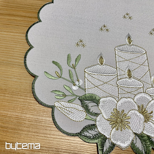 Tovaglia ricamata CANDELE BIANCHE