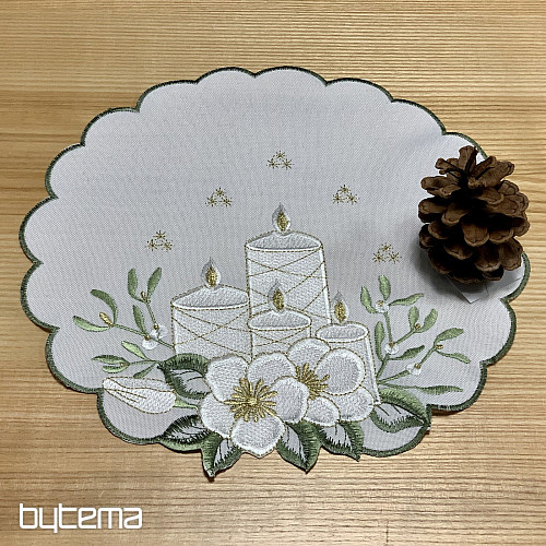 Tovaglia ricamata CANDELE BIANCHE
