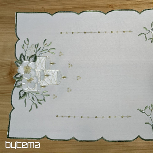 Tovaglia ricamata CANDELE BIANCHE