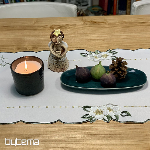 Tovaglia ricamata CANDELE BIANCHE