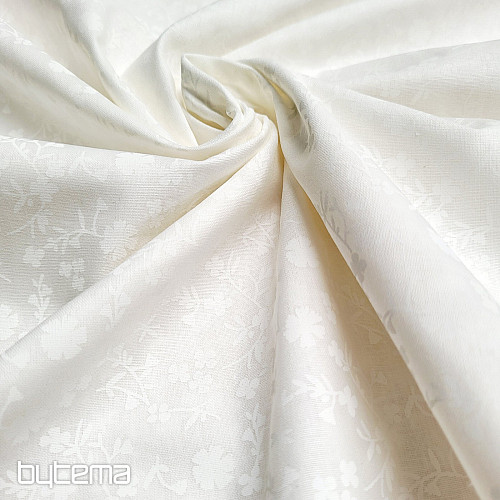 Tessuto decorativo in cotone MARGELIE fiore CREMA