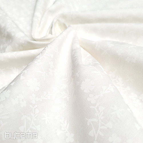 Tessuto decorativo in cotone MARGELIE fiore CREMA