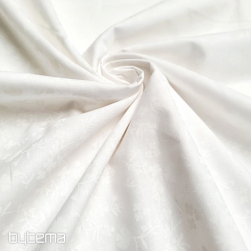 Tessuto decorativo in cotone MARGELIE fiore BIANCO