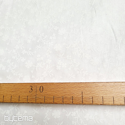 Tessuto decorativo in cotone MARGELIE fiore BIANCO