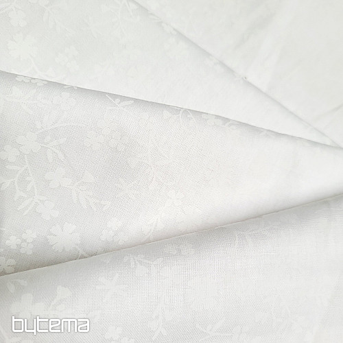 Tessuto decorativo in cotone MARGELIE fiore BIANCO
