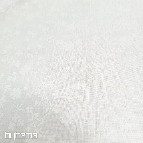 Tessuto decorativo in cotone MARGELIE fiore BIANCO