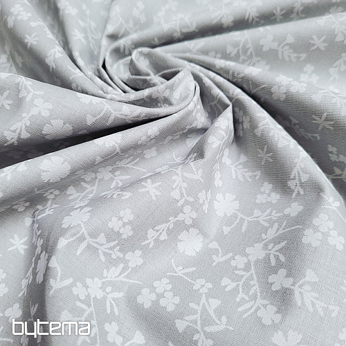 Tessuto decorativo in cotone MARGELIE fiore GRIGIO