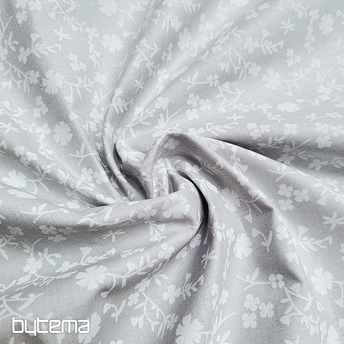 Tessuto decorativo in cotone MARGELIE fiore GRIGIO