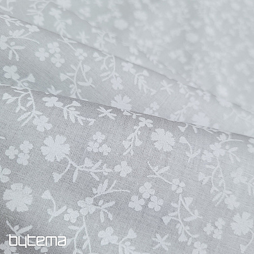 Tessuto decorativo in cotone MARGELIE fiore GRIGIO