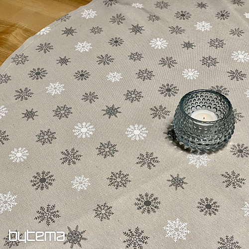 Tovaglia e sciarpa natalizia FLAKES GRIGIO BIANCO
