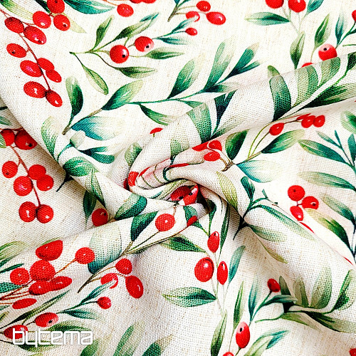 Tessuto decorativo BACCHE DI NATALE