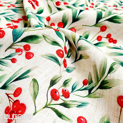 Tessuto decorativo BACCHE DI NATALE