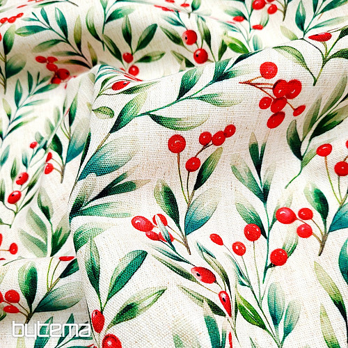 Tessuto decorativo BACCHE DI NATALE