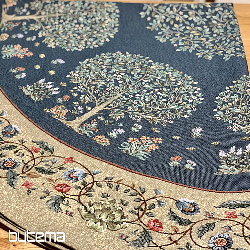 Tovaglia arazzo rotonda ALBERO DELLA FELICITÀ blu